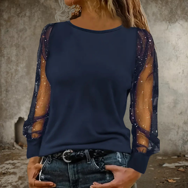 Ariella – Blouse met Lange Mouwen en Ronde Hals Velani