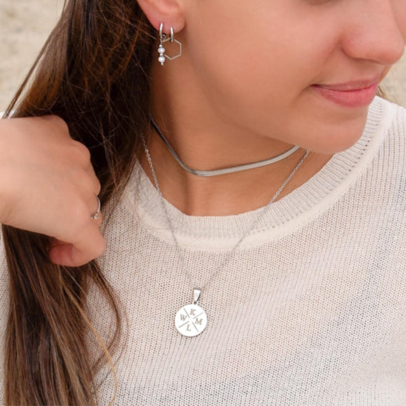 Round Pendant Necklace with Adjustable Chain