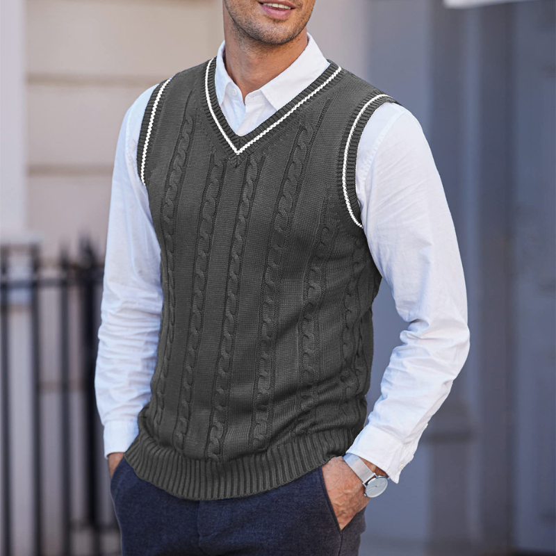 Men's Ribbed Vest with V-Neck And Sleeveless Design