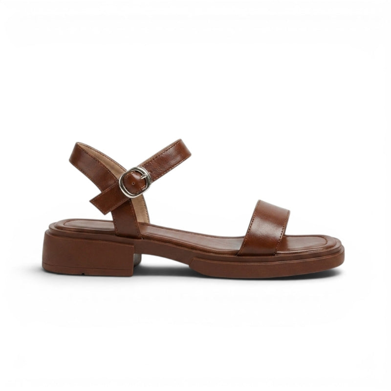 Women's Round Toe Low Heel Sandals with Buckle Strap