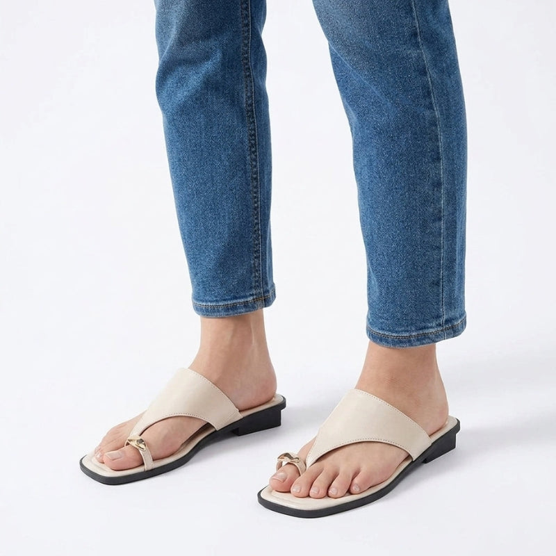 Women's Square Toe Flat Sandals with Non Slip Sole