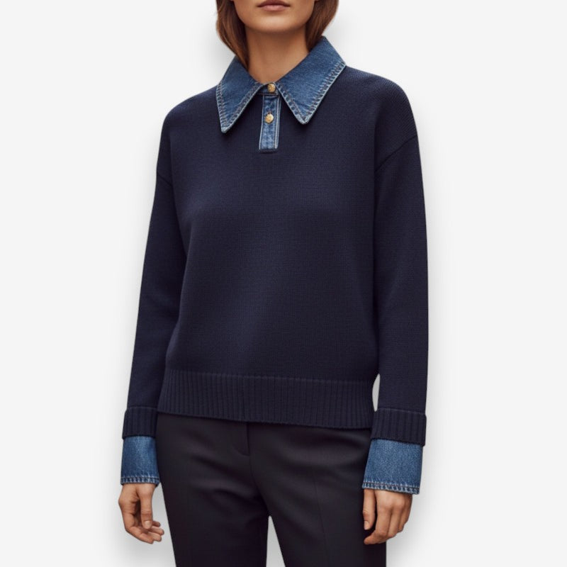 Clara – Long Sleeve Sweater with Button Closure