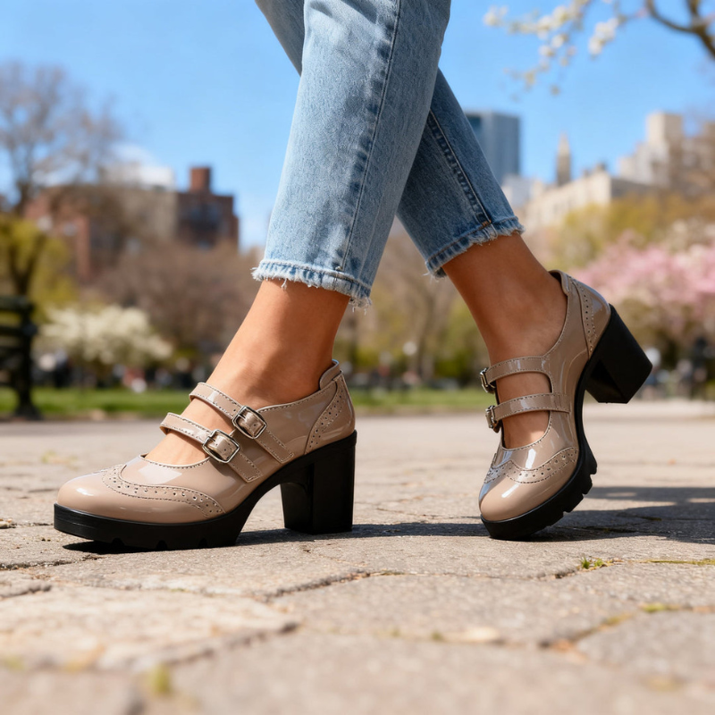 Women's High Heel Double Buckle Sandals