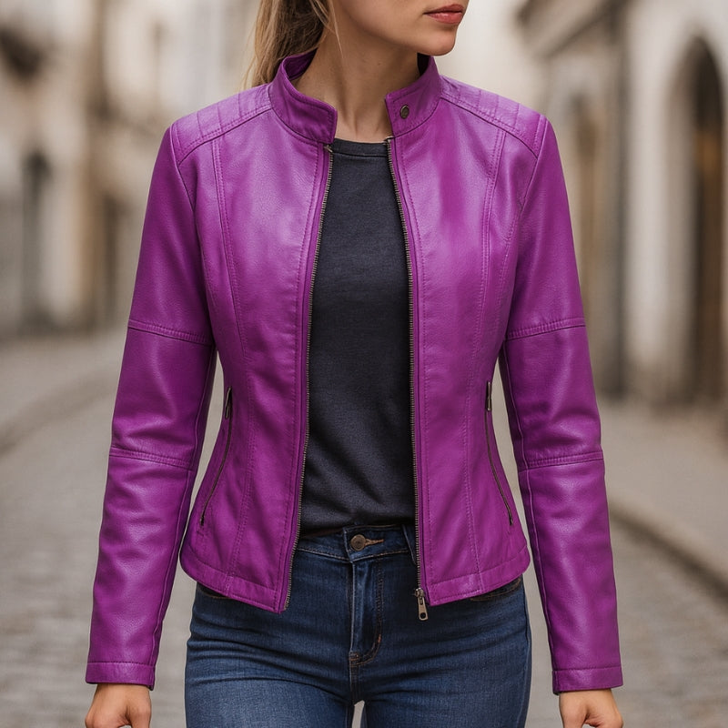 Sophia – Long Sleeve Jacket with Zipper Closure Design