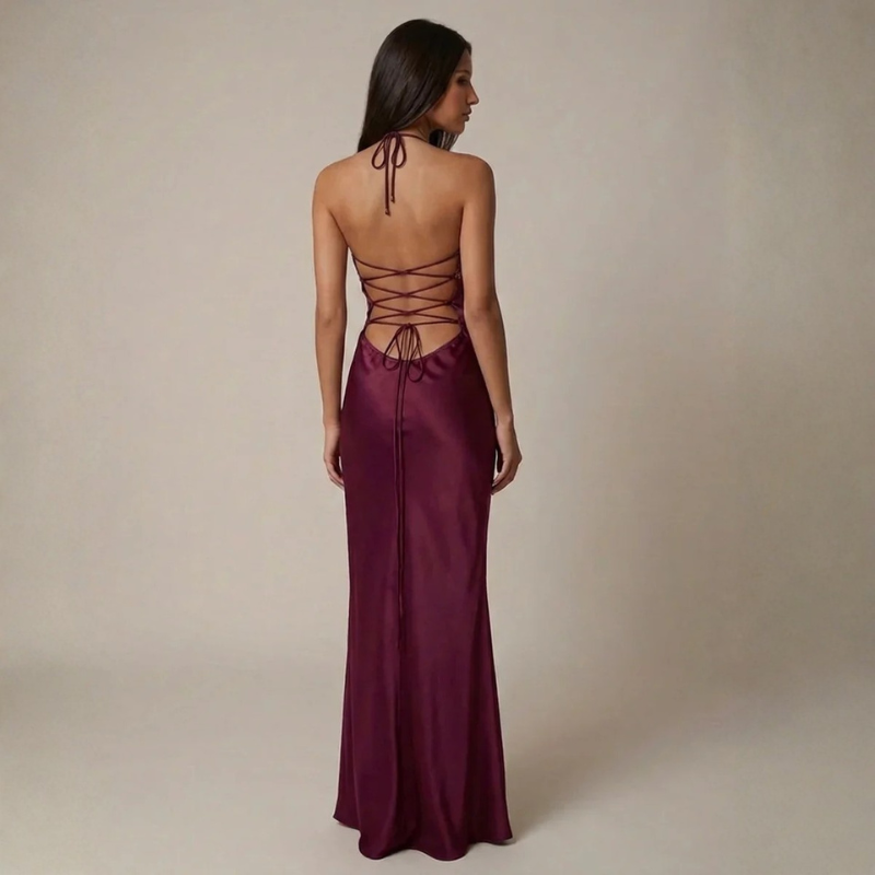 Elegant A-Line Maxi Dress with Spaghetti Straps