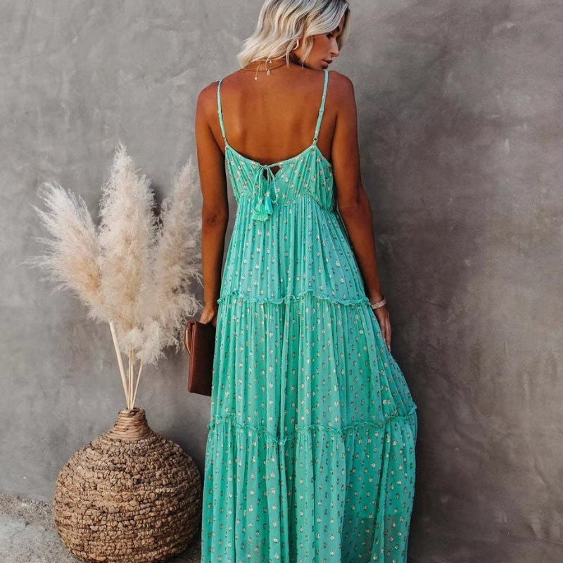 Juna – Mouwloze Lange Jurk met V-hals Velani