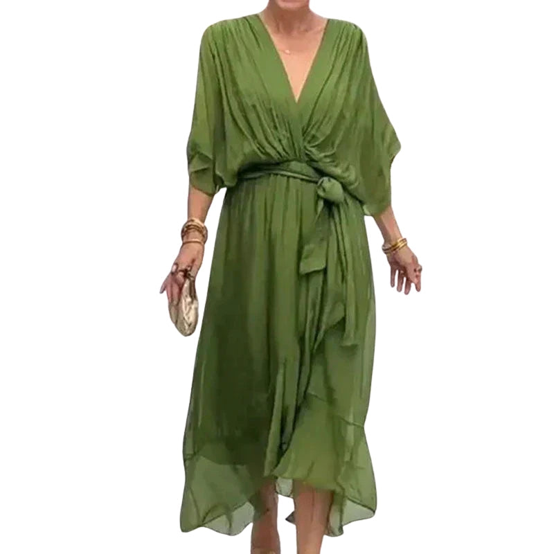 Luisa – Jurk met V-hals en Vleermuismouwen Velani