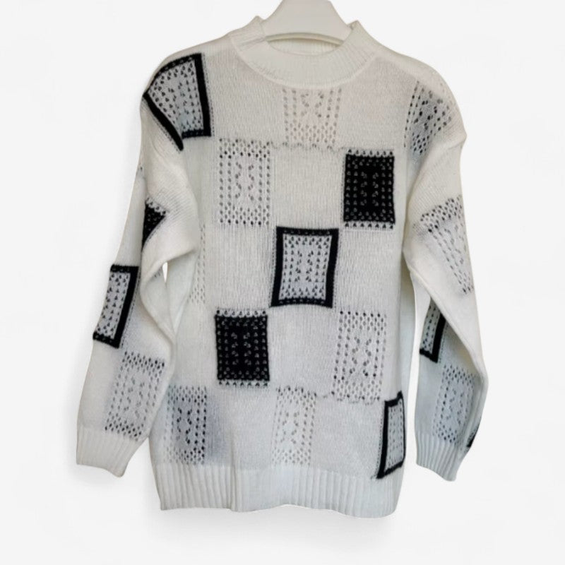 Claire – Losvallende Bedrukte Trui met Ronde Hals Velani