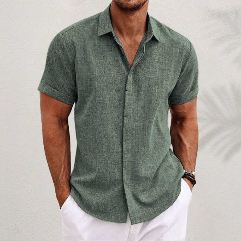 Men's Stylish Slim Fit Short Sleeve Button-Up Shirt