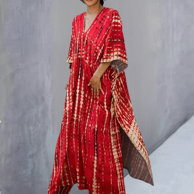 V-Neck Long Sleeve Maxi Dress