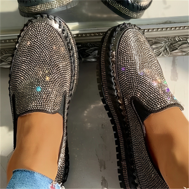 Eliza – Diamant Loafers Platte Zool Schoenen Velani
