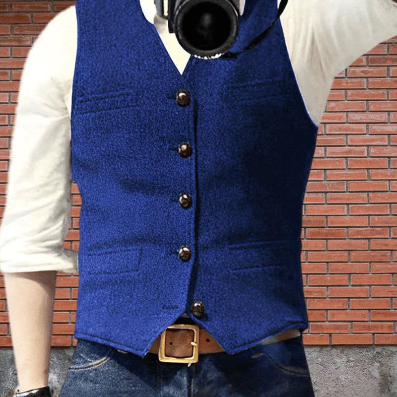 Liam – Mouwloos Slim Fit Gilet met Meerdere Zakjes en Knopen Velani