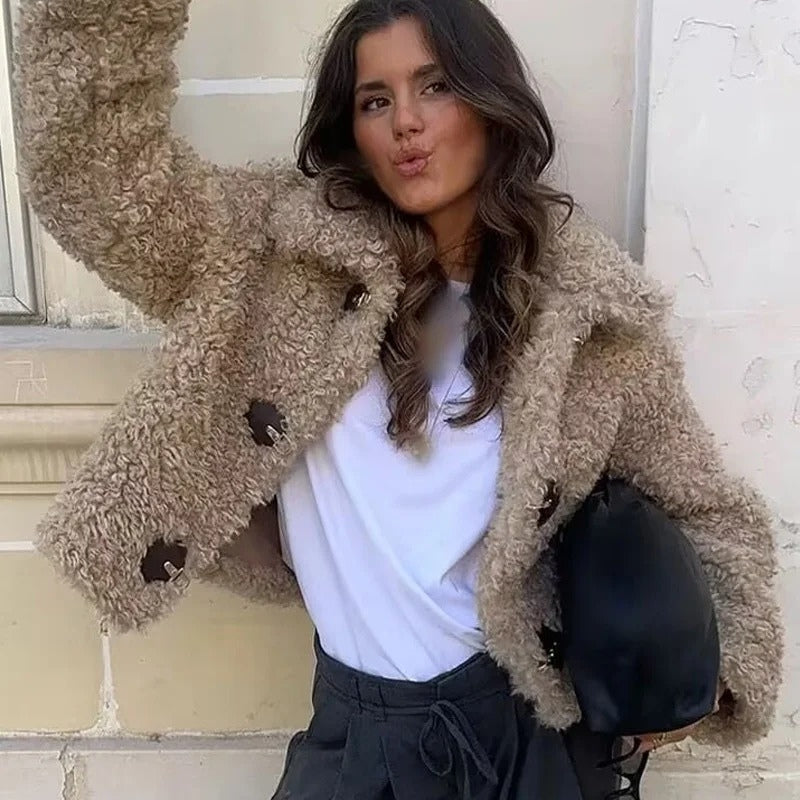 Victoria – Long Sleeve Coat with Lapel Collar