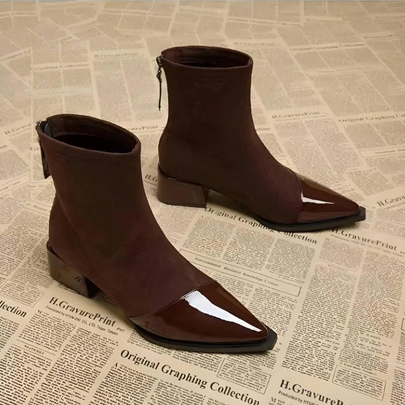 Elegant Pointed Toe Ankle Boots with Block Heel