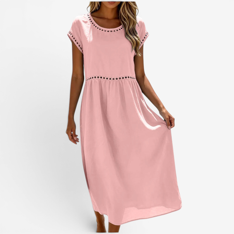 Elegant Women's Crew Neck Maxi Dress