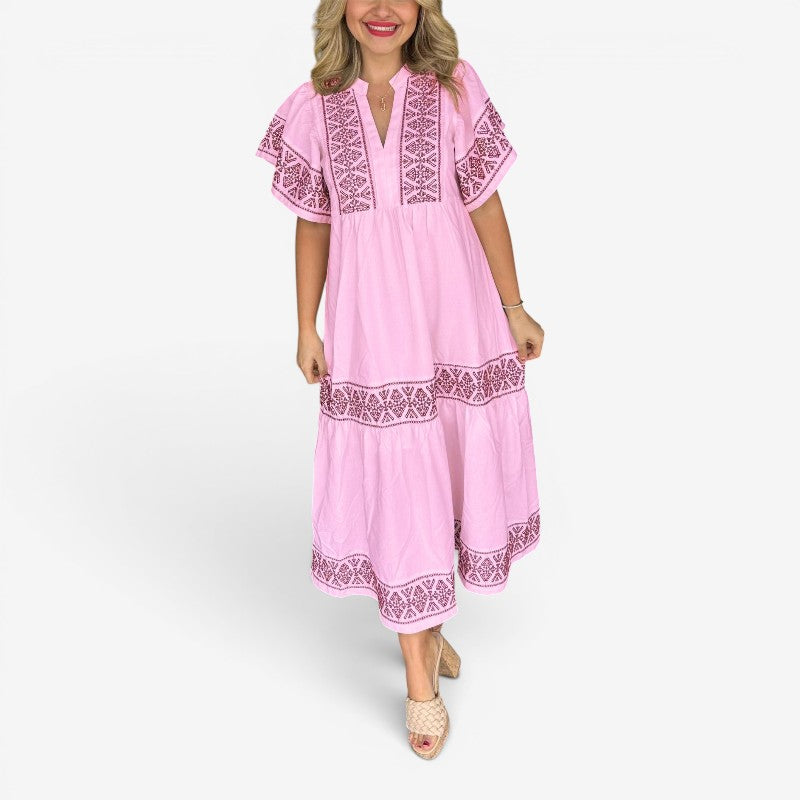 Women’s Midi Dress V Neck Loose Fit