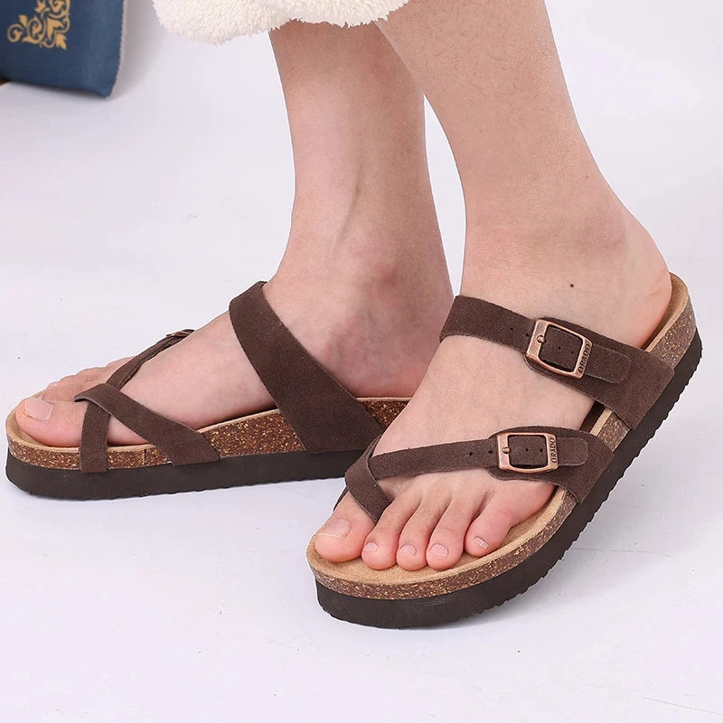 Double Buckle Slip-On Sandals