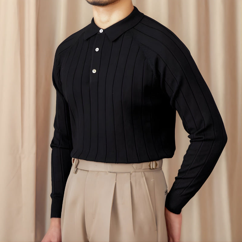 Ethan – Long Sleeve Shirt with Fold Over Collar