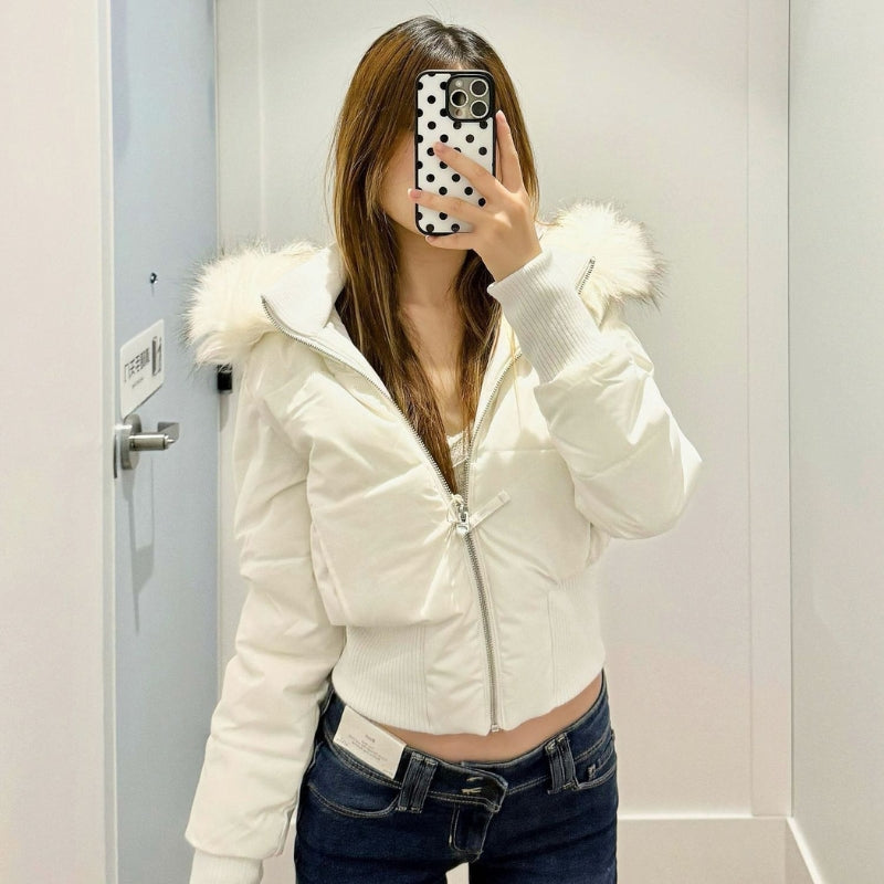 Chloe – Long Sleeve Jacket with Fur Collar