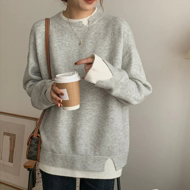 Mia – Long Sleeve Sweater with Ribbed Hem