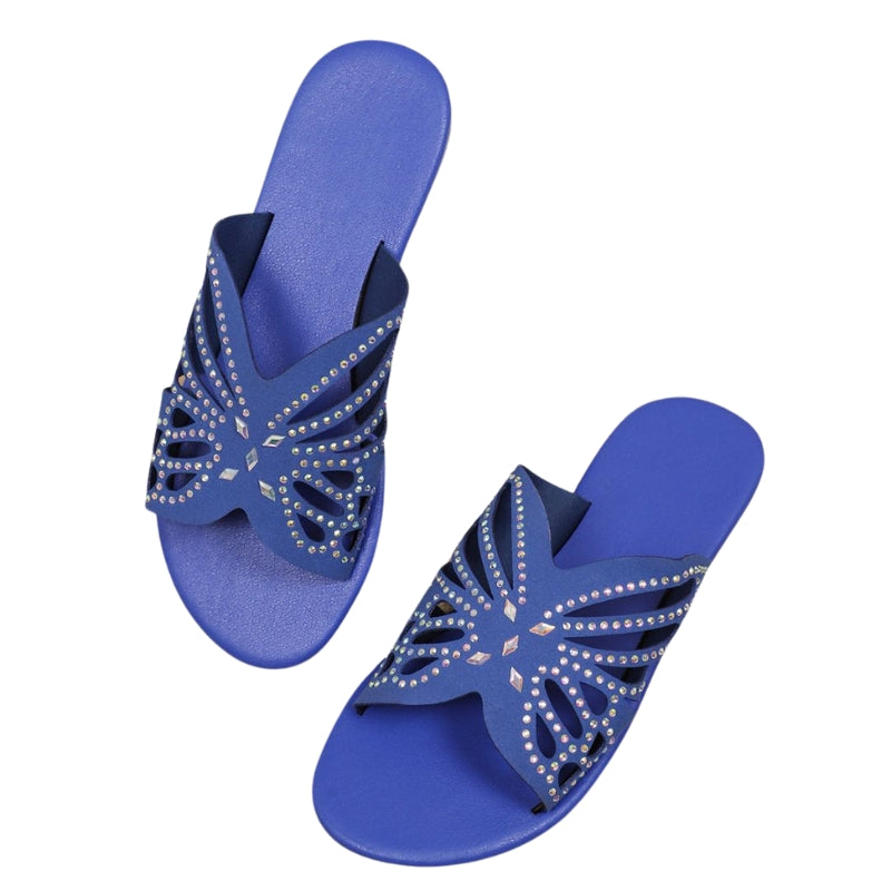 Marzia – Slippers met platte zool en vlinderdesign Velani
