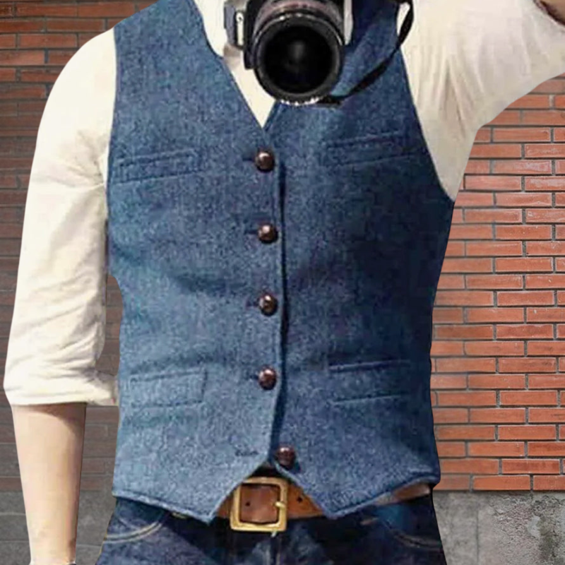 Liam – Mouwloos Slim Fit Gilet met Meerdere Zakjes en Knopen Velani