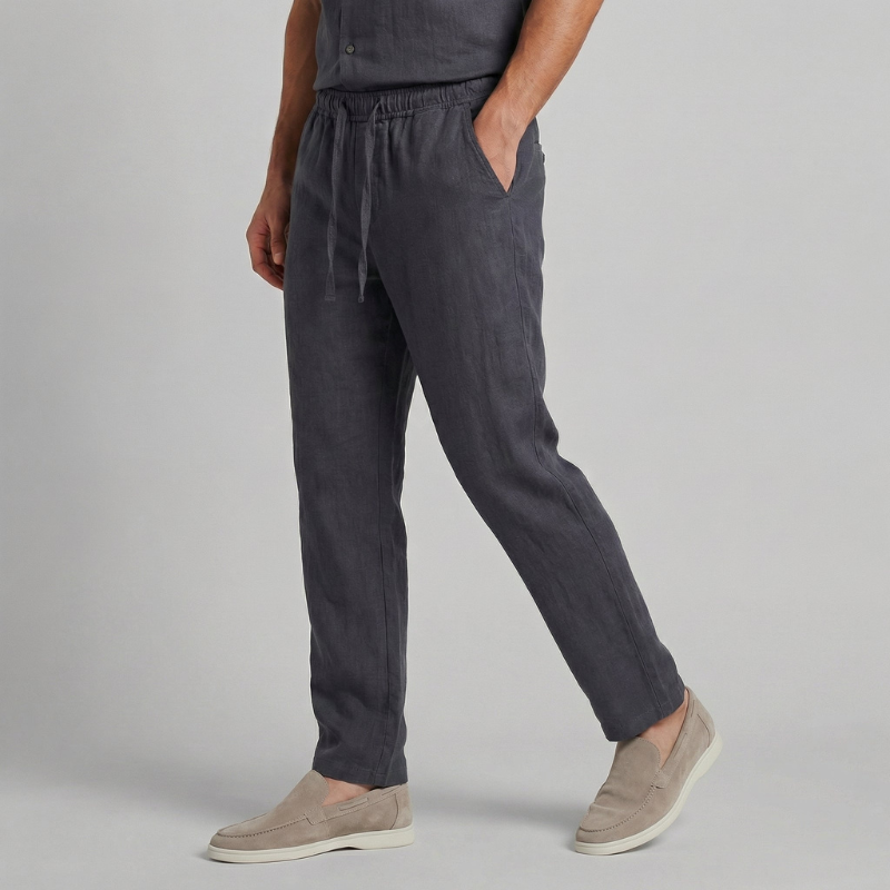 Men's Wide Leg Trousers with Drawstring Waist
