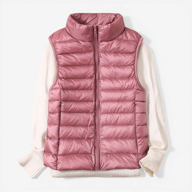 Women Sleeveless Vest With Zip Front
