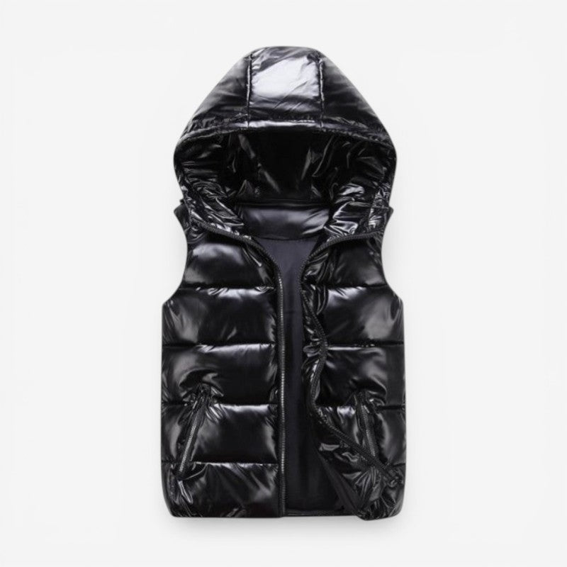 Harry - Sleeveless Padded Hooded Jacket With Zipper And Pockets