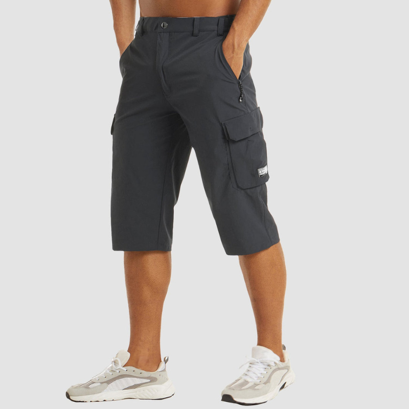 Men's Knee Length High Waisted Shorts with Multiple Pockets