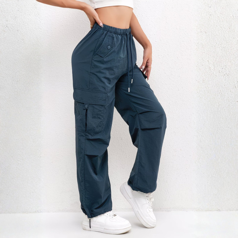 Women's Wide Leg Trousers with Drawstring Waist
