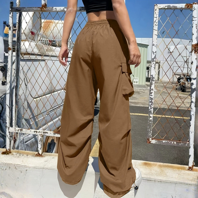 Women's Wide Leg Trousers with Drawstring Waist