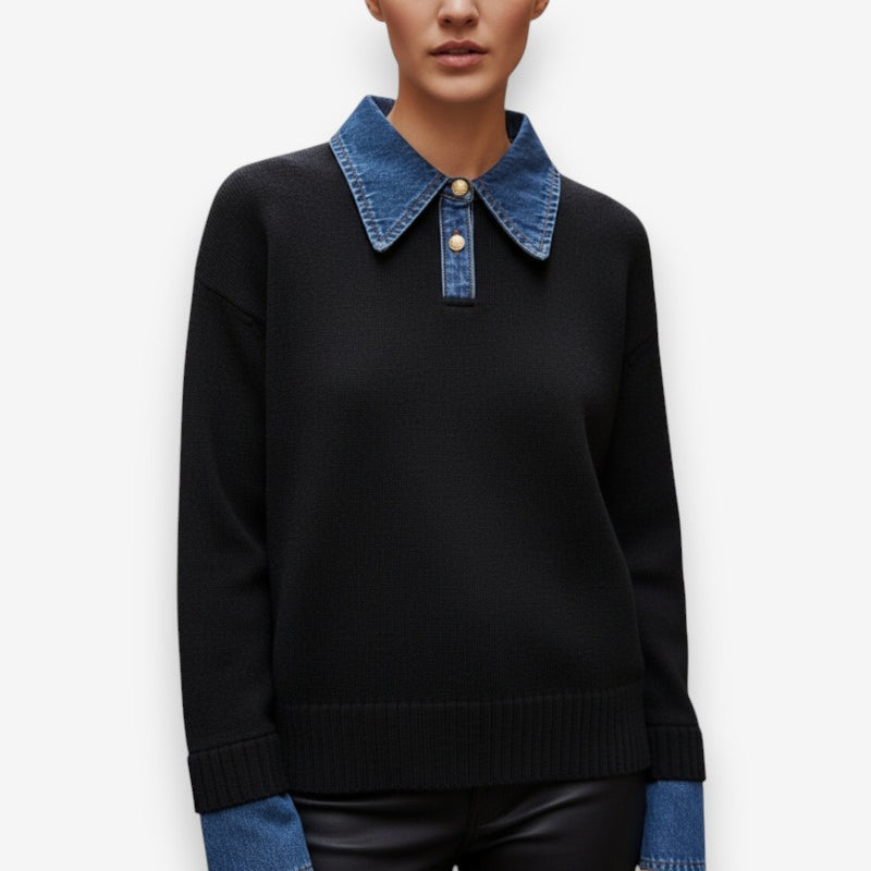 Clara – Long Sleeve Sweater with Button Closure