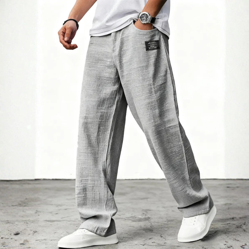 Men's Casual Wide Leg Trousers with Pockets