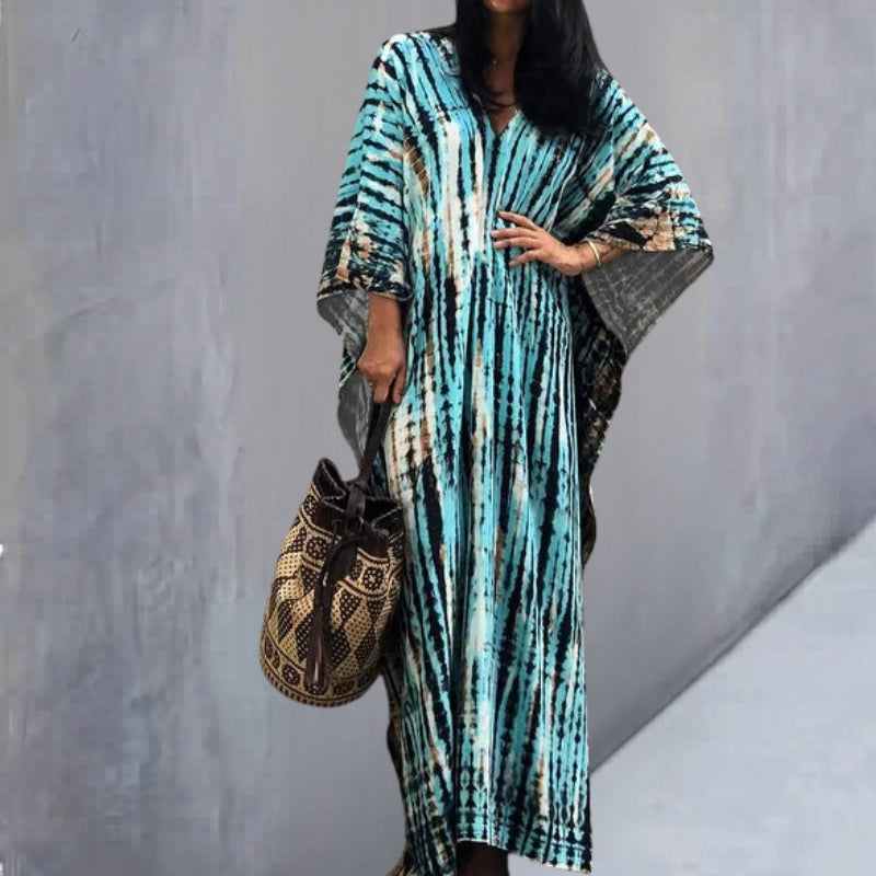V-Neck Long Sleeve Maxi Dress