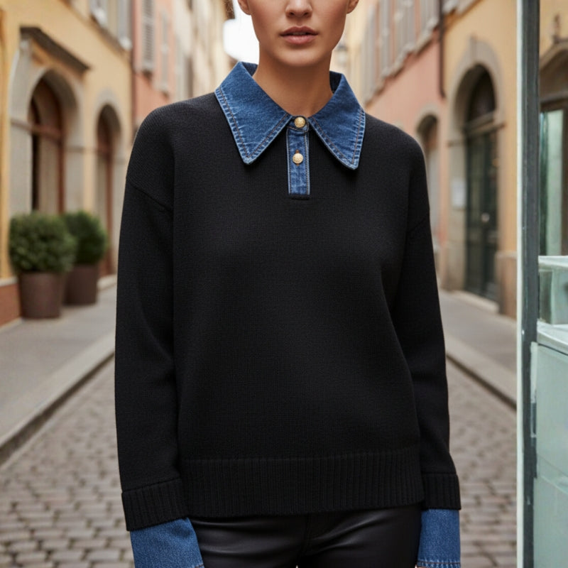 Clara – Long Sleeve Sweater with Button Closure