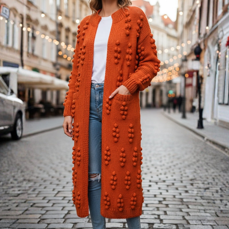 Sophia – Long Sleeve Oversize Coat with Bubble Design