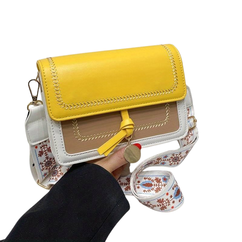 Ellie – Crossbody Vierkante Tas met Brede Contrasterende Schouderband Velani