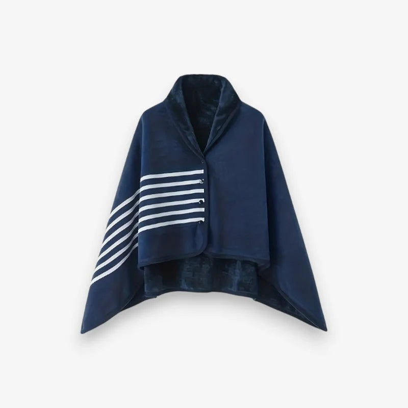 Saphira – Double-Layer Plaid Scarf with Button