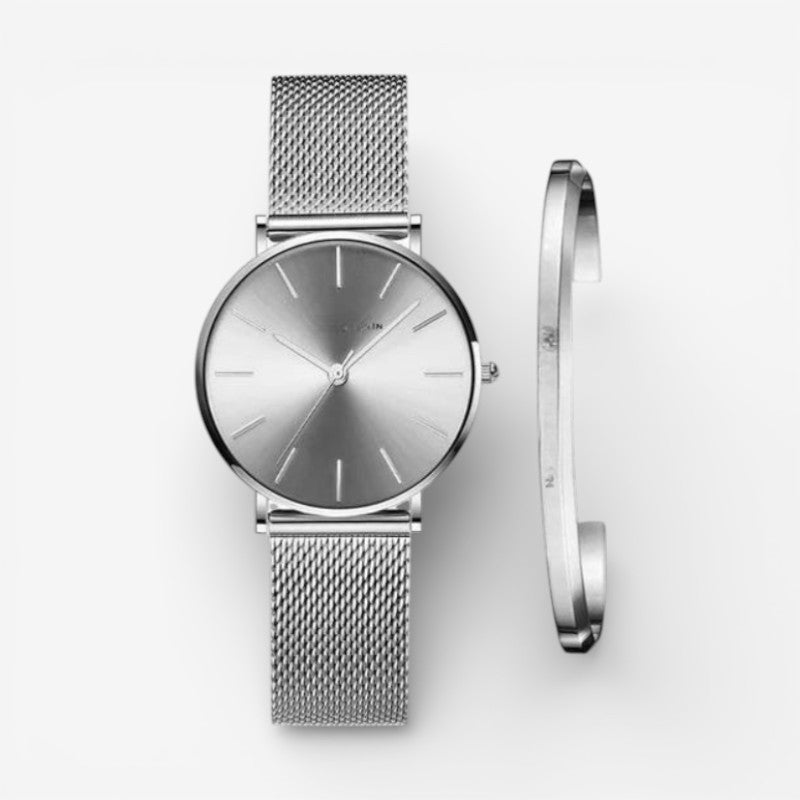 Watch with Adjustable Strap and Matching Bracelet