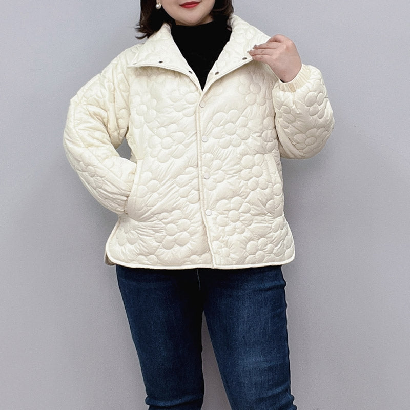 Nora – Long Sleeve Coat with Stand-Up Collar and Pockets