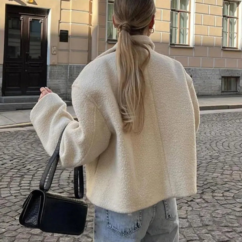 Chloe – Long Sleeve Coat with a Turn-Down Collar