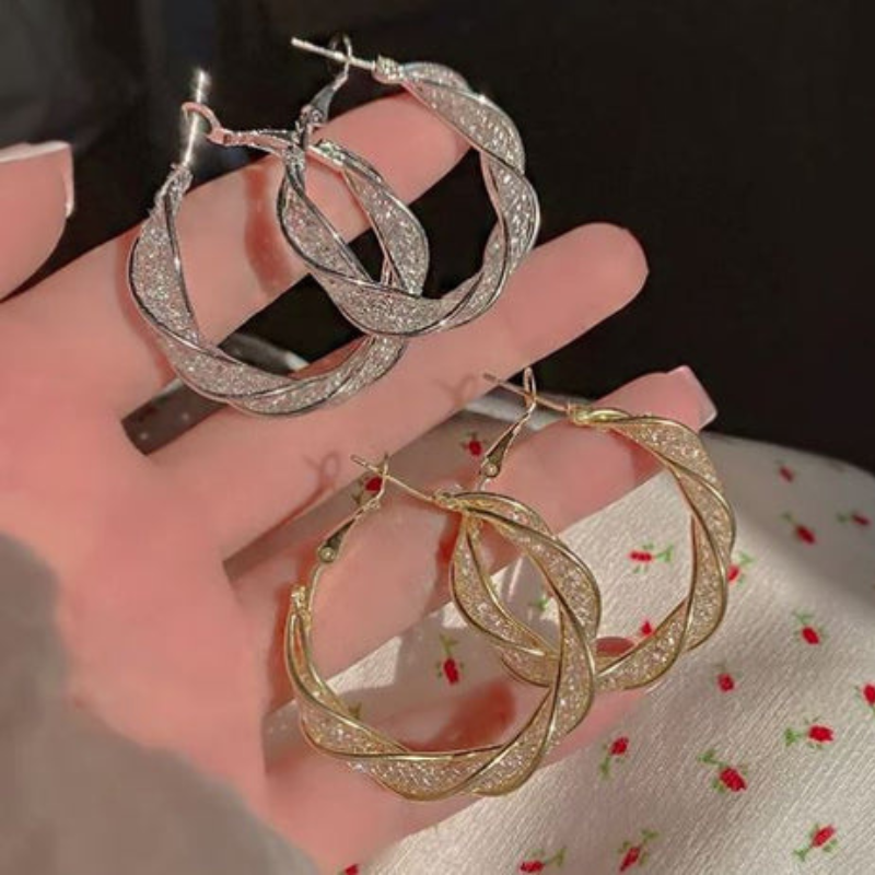 Hoop Earrings with Twisted Design