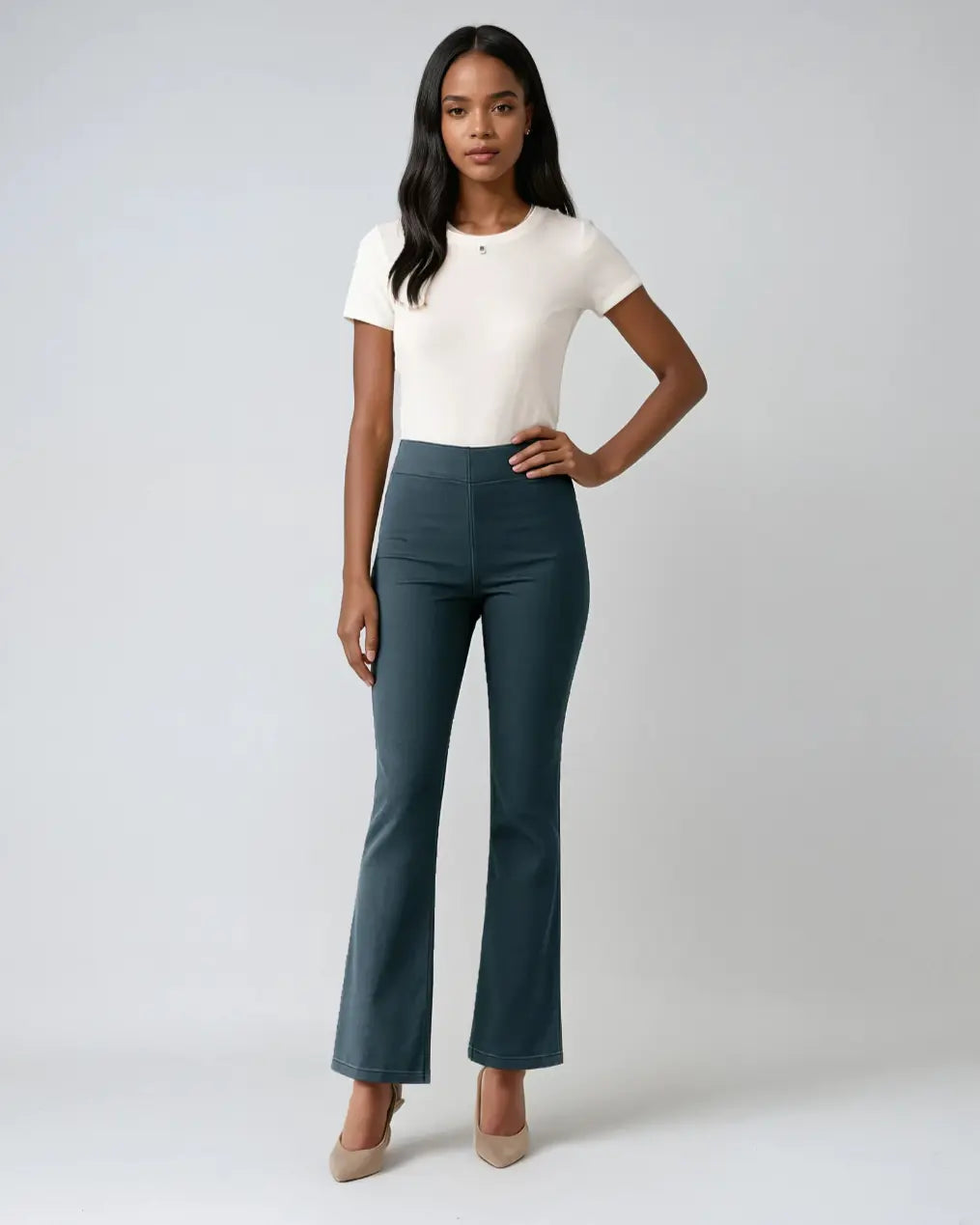 Polyester Flared Broek Met Hoge Taille Ontwerp-Pants-Velani-Velani