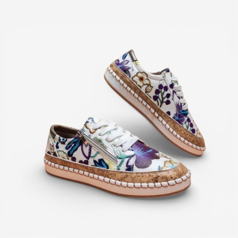 Clara – Floral Printed Loafers With Adjustable Laces Design