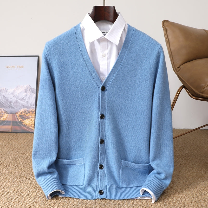 Oliver – Long Sleeve V-Neck Cardigan with Pockets
