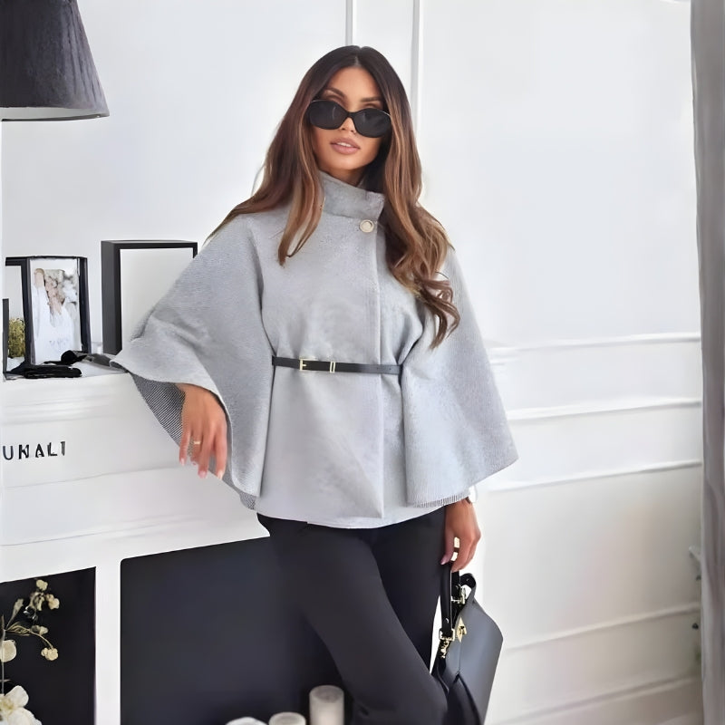 Selina – Long Sleeve Jacket with Button Closure and Adjustable Belt