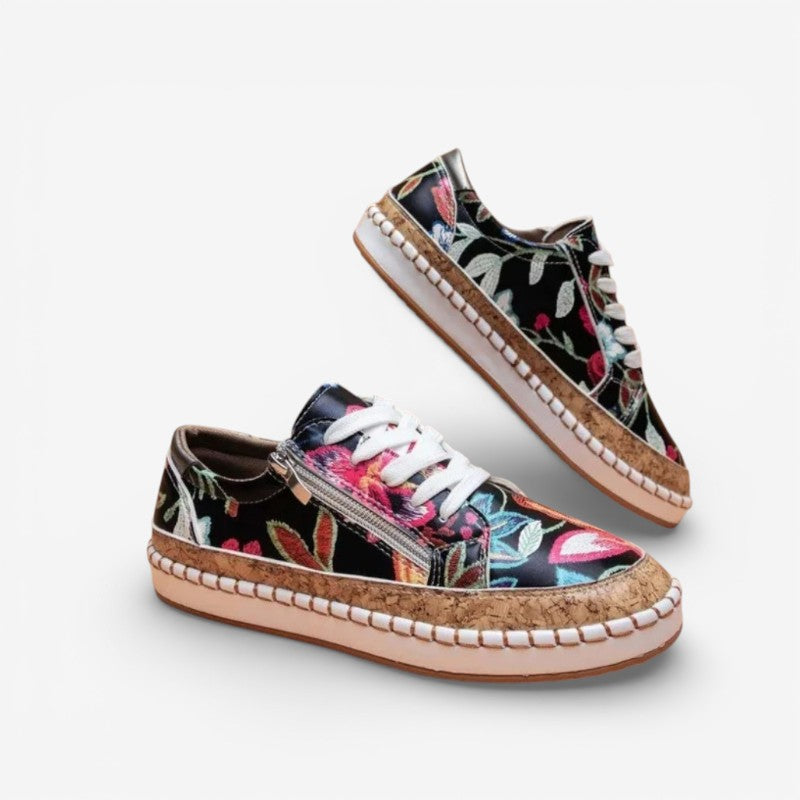 Clara – Floral Printed Loafers With Adjustable Laces Design