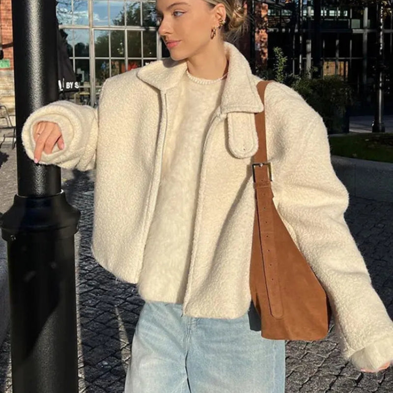Chloe – Long Sleeve Coat with a Turn-Down Collar