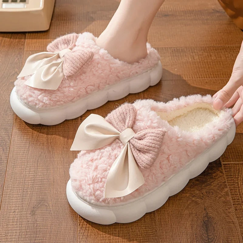 Emma – Round Toe Fur Slippers with Thick Sole and Plush Lining